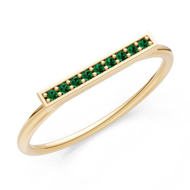Emerald Dainty Slim Bar Pavé Round Cut Half Band