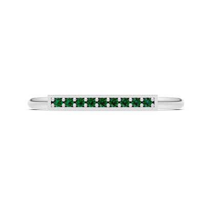 Dainty Slim Bar Round Gemstone Pavé Half Band