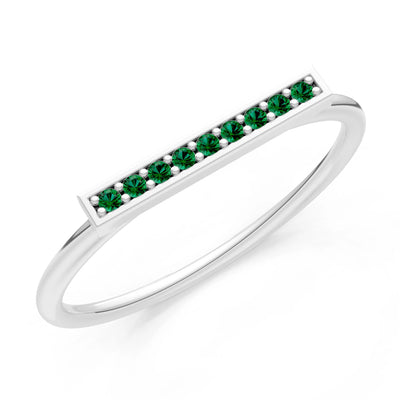 Dainty Slim Bar Round Gemstone Pavé Half Band