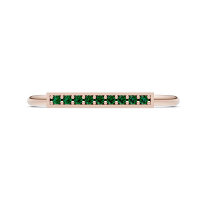Dainty Slim Bar Round Gemstone Pavé Half Band