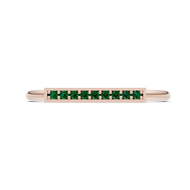 Emerald Dainty Slim Bar Pavé Round Cut Half Band