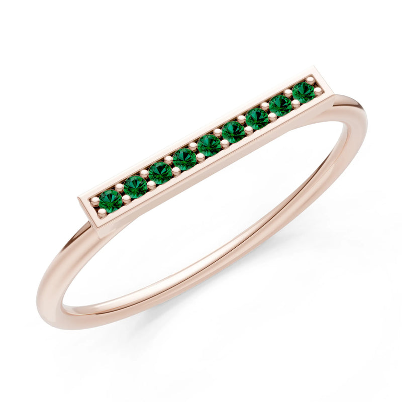 Emerald Dainty Slim Bar Pavé Round Cut Half Band