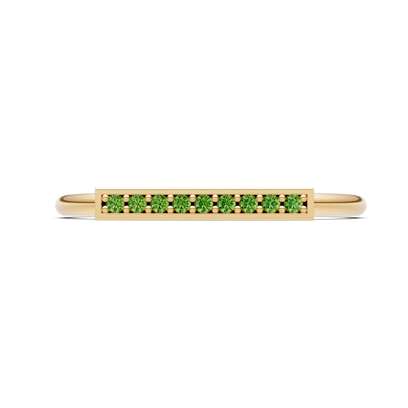 Dainty Slim Bar Round Gemstone Pavé Half Band