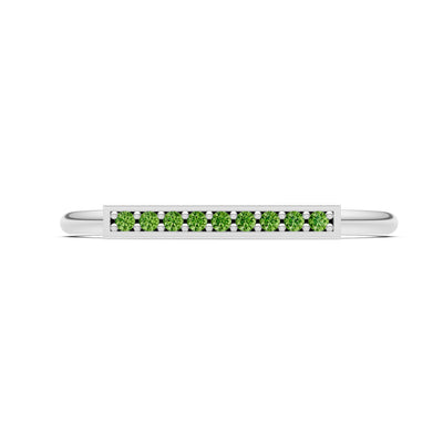 Peridot Dainty Slim Bar Pavé Round Cut Half Band