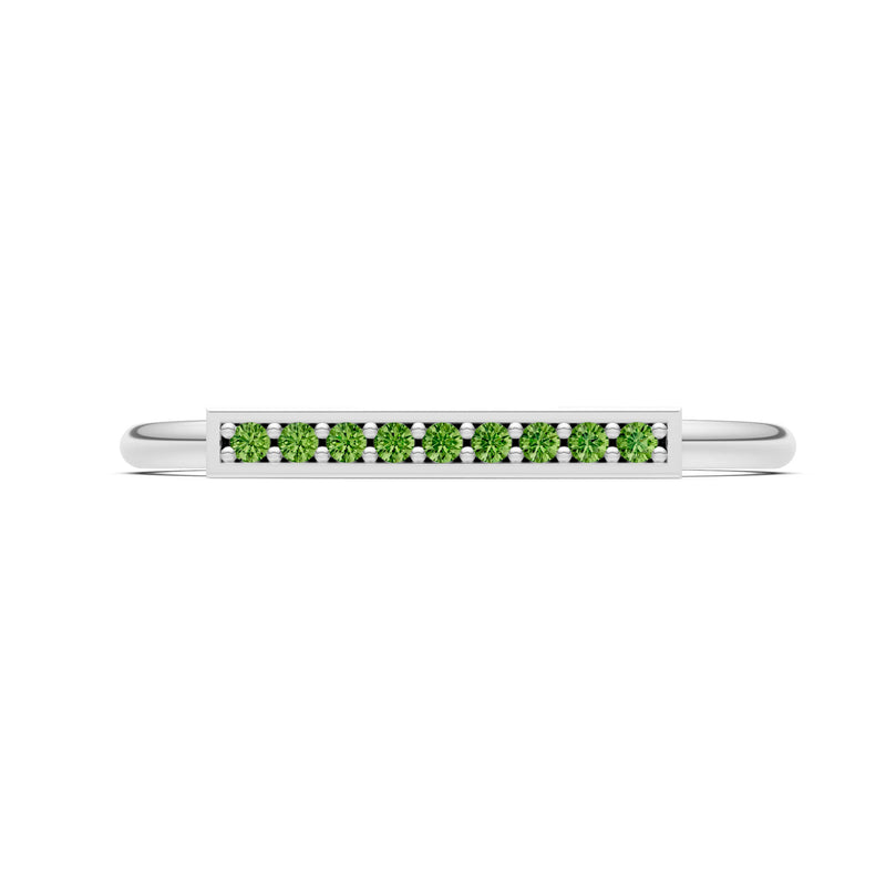 Peridot Dainty Slim Bar Pavé Round Cut Half Band