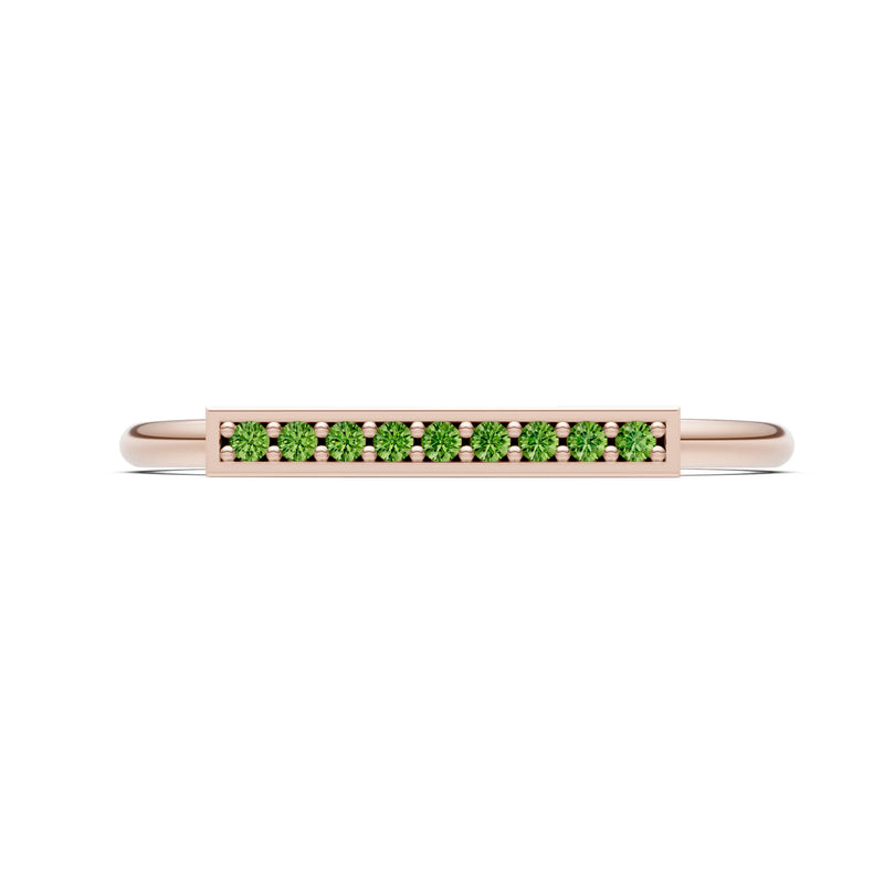 Dainty Slim Bar Round Gemstone Pavé Half Band