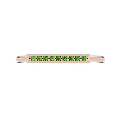 Peridot Dainty Slim Bar Pavé Round Cut Half Band