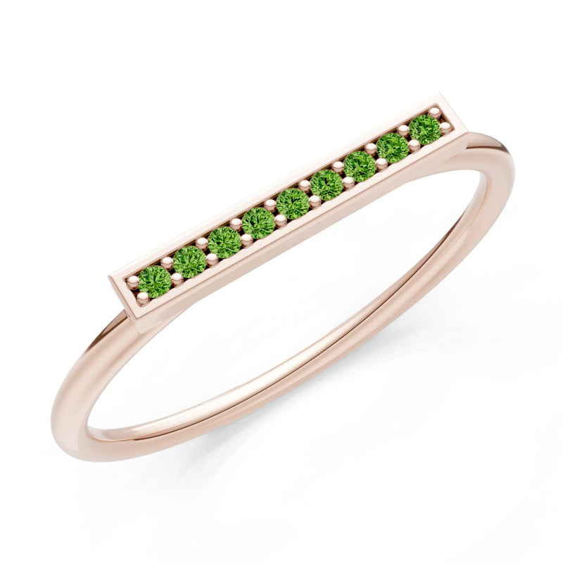 Peridot Dainty Slim Bar Pavé Round Cut Half Band
