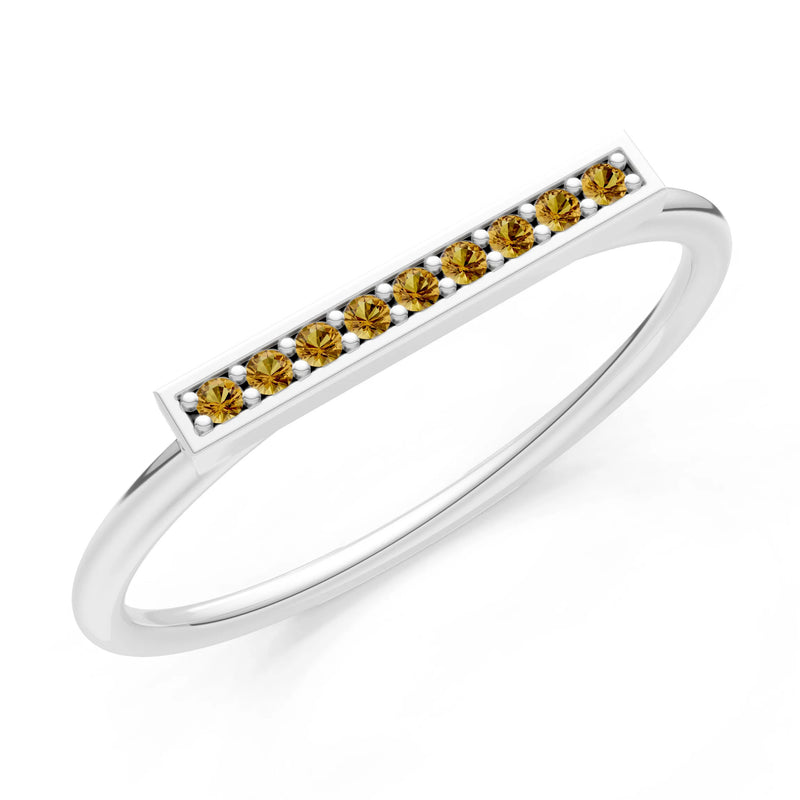 Dainty Slim Bar Round Gemstone Pavé Half Band
