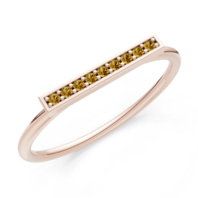Dainty Slim Bar Round Gemstone Pavé Half Band