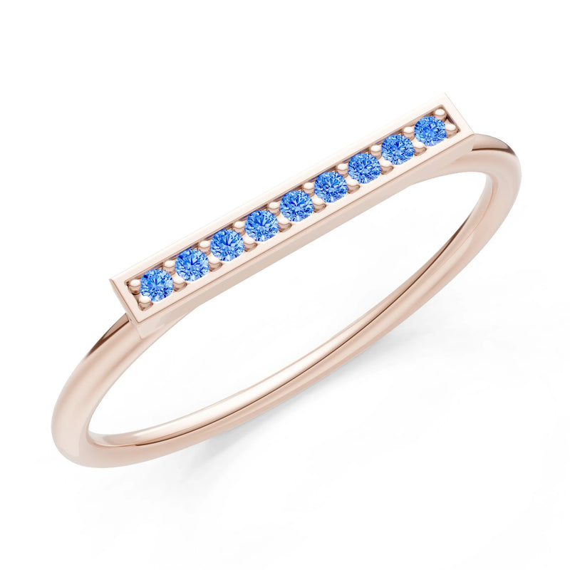 Dainty Slim Bar Round Gemstone Pavé Half Band