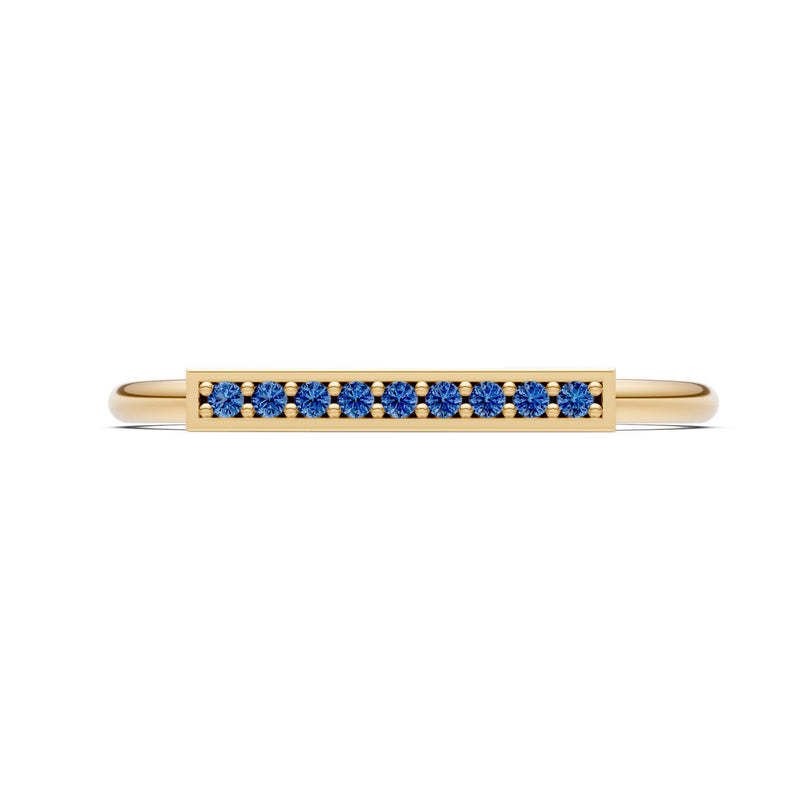 Dainty Slim Bar Round Gemstone Pavé Half Band