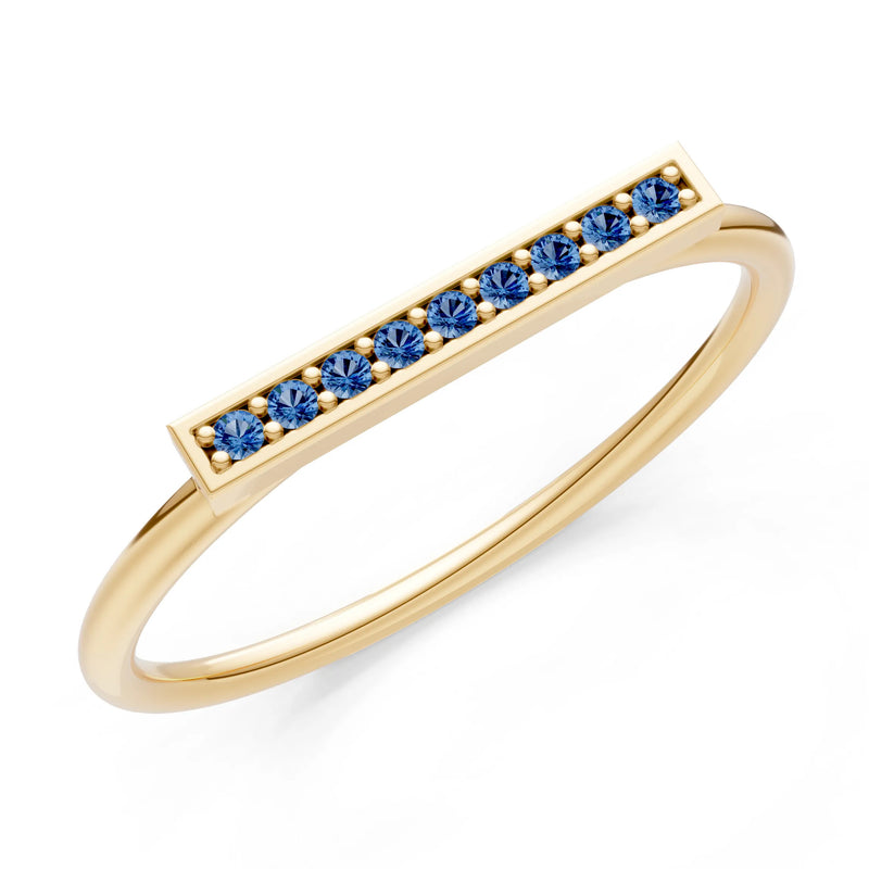 Dainty Slim Bar Round Gemstone Pavé Half Band