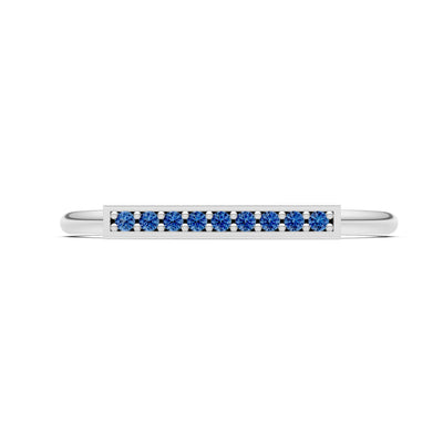 Dainty Slim Bar Round Gemstone Pavé Half Band