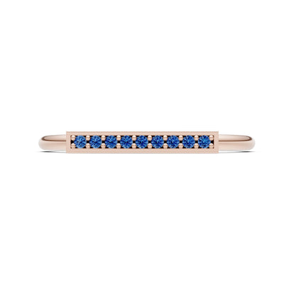 Dainty Slim Bar Round Gemstone Pavé Half Band