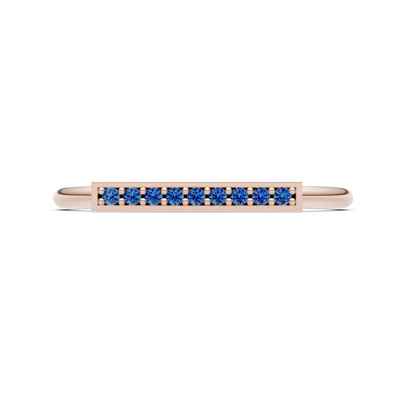 Dainty Slim Bar Round Gemstone Pavé Half Band