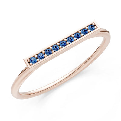 London Blue Topaz Dainty Slim Bar Pavé Round Cut Half Band