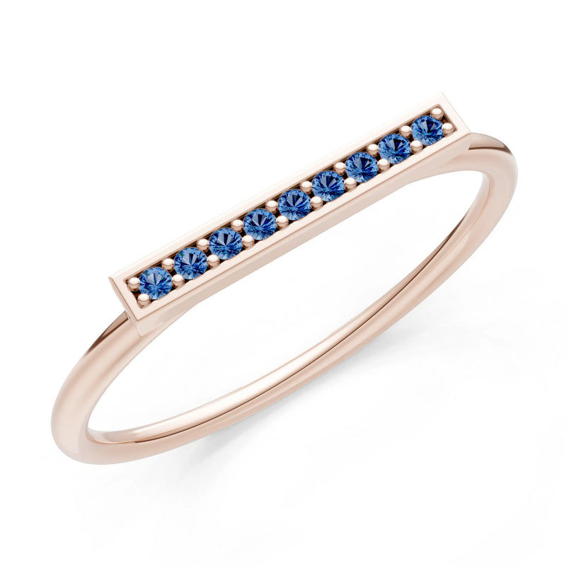 London Blue Topaz Dainty Slim Bar Pavé Round Cut Half Band