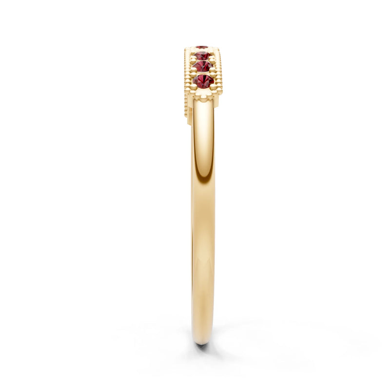 Garnet Dainty Round Cut Tri-Cluster Tiara Contour Ring