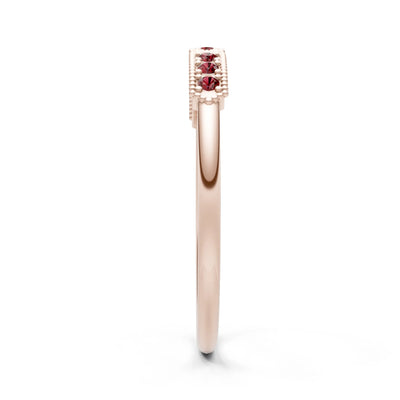Garnet Dainty Round Cut Tri-Cluster Tiara Contour Ring