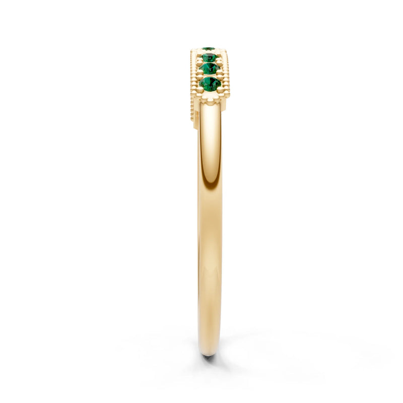 Emerald Dainty Round Cut Tri-Cluster Tiara Contour Ring