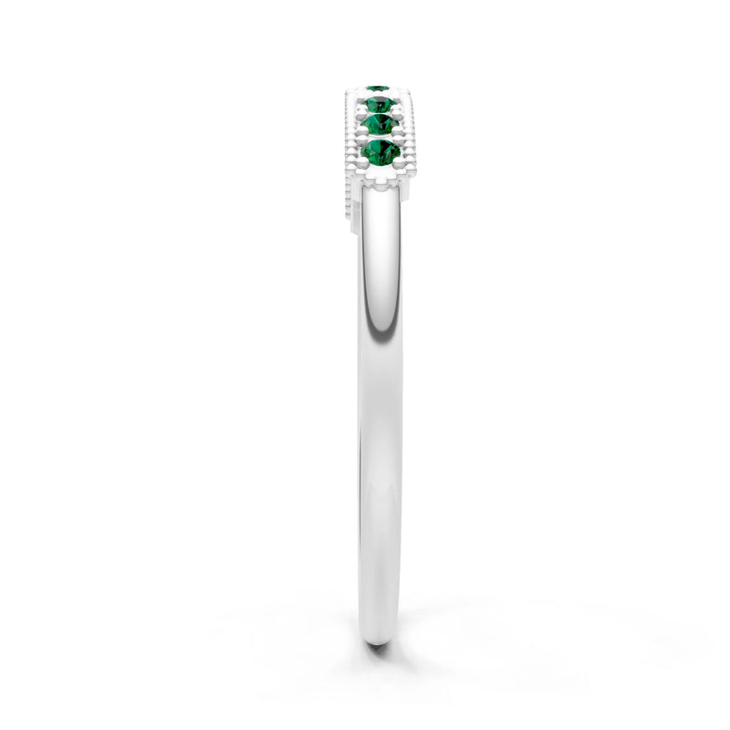 Emerald Dainty Round Cut Tri-Cluster Tiara Contour Ring