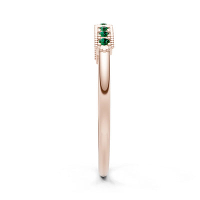 Emerald Dainty Round Cut Tri-Cluster Tiara Contour Ring
