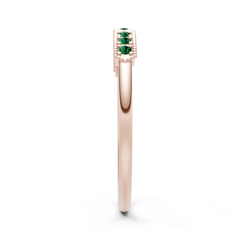 Emerald Dainty Round Cut Tri-Cluster Tiara Contour Ring