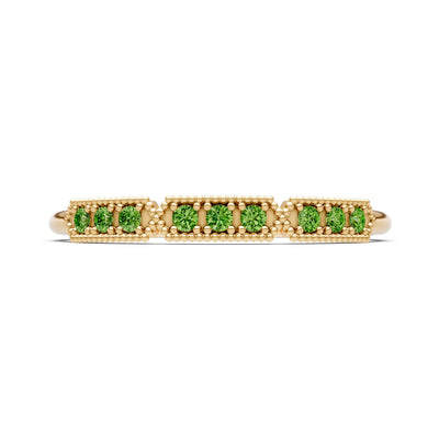 Peridot Dainty Round Cut Tri-Cluster Tiara Contour Ring
