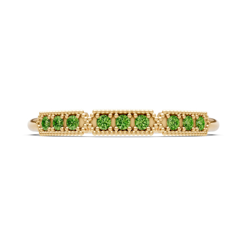 Peridot Dainty Round Cut Tri-Cluster Tiara Contour Ring