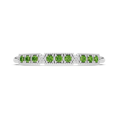 Peridot Dainty Round Cut Tri-Cluster Tiara Contour Ring