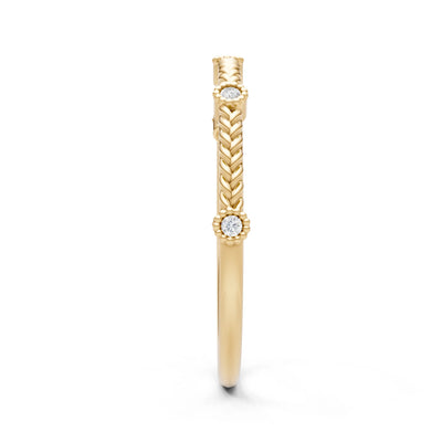 Dainty Woven Band Round Gemstone Braided Metal with Accents