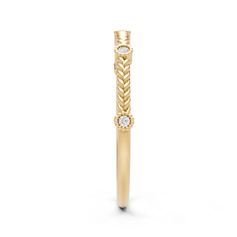 Dainty Woven Band Round Gemstone Braided Metal with Accents