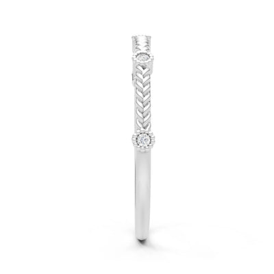 Dainty Woven Band Round Gemstone Braided Metal with Accents