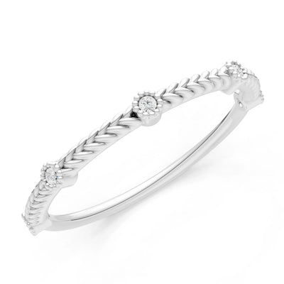Dainty Woven Band Round Gemstone Braided Metal with Accents
