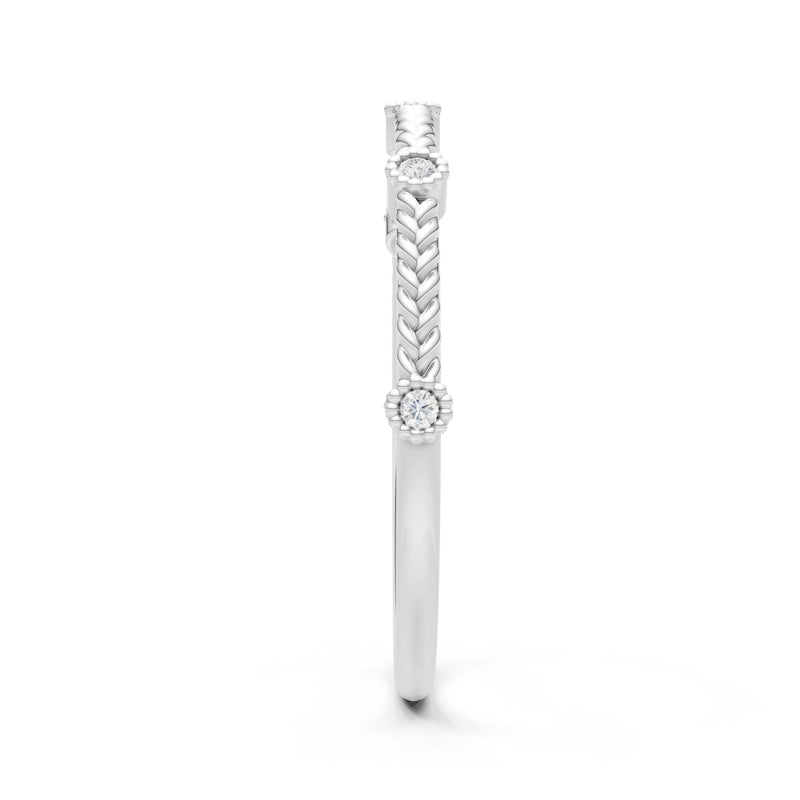 Diamond Dainty Woven Band Braided Metal with Accents