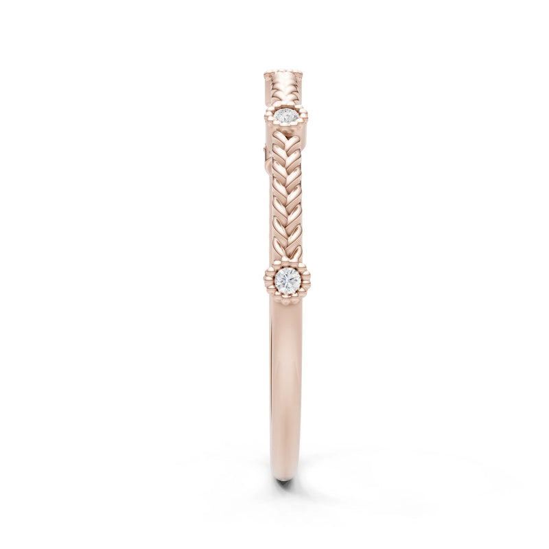 Diamond Dainty Woven Band Braided Metal with Accents