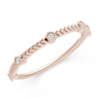Dainty Woven Band Round Gemstone Braided Metal with Accents