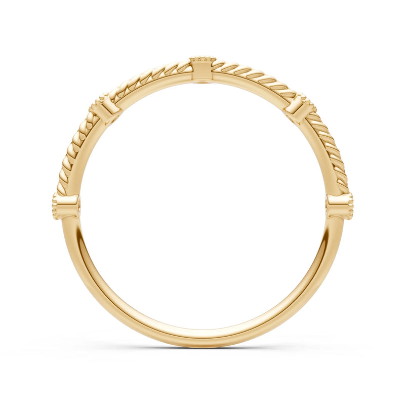 Dainty Woven Band Round Gemstone Braided Metal with Accents