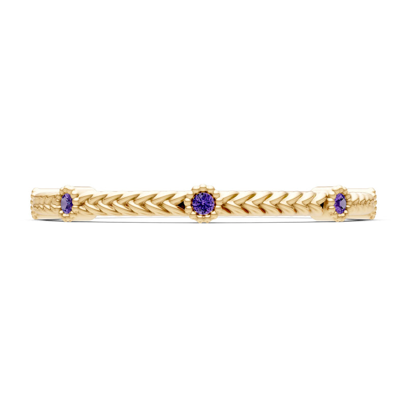Dainty Woven Band Round Gemstone Braided Metal with Accents