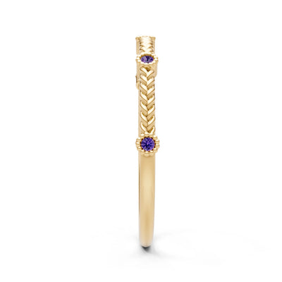 Amethyst Dainty Woven Band Braided Metal with Accents