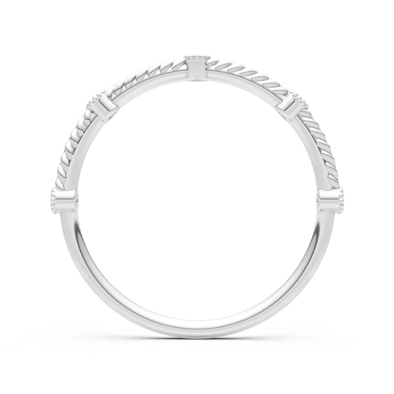 Dainty Woven Band Round Gemstone Braided Metal with Accents