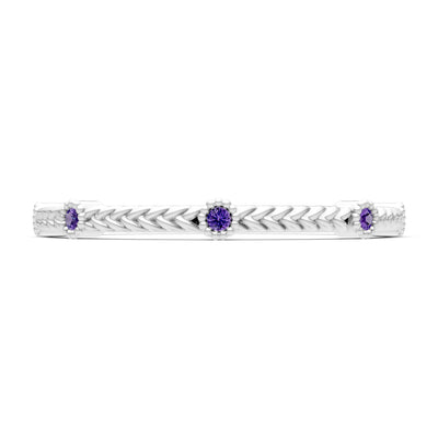 Amethyst Dainty Woven Band Braided Metal with Accents