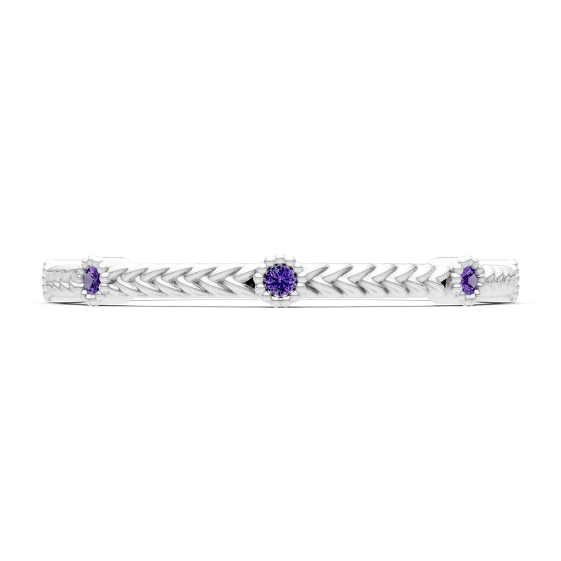 Amethyst Dainty Woven Band Braided Metal with Accents