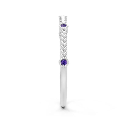 Amethyst Dainty Woven Band Braided Metal with Accents