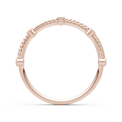 Dainty Woven Band Round Gemstone Braided Metal with Accents