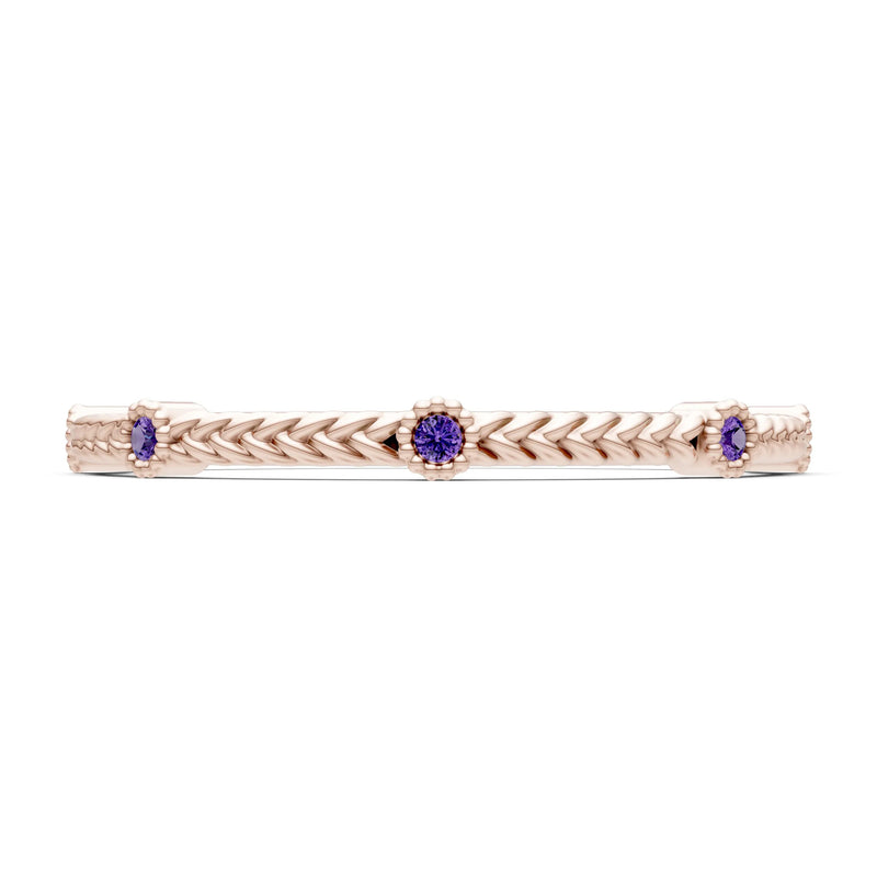 Dainty Woven Band Round Gemstone Braided Metal with Accents