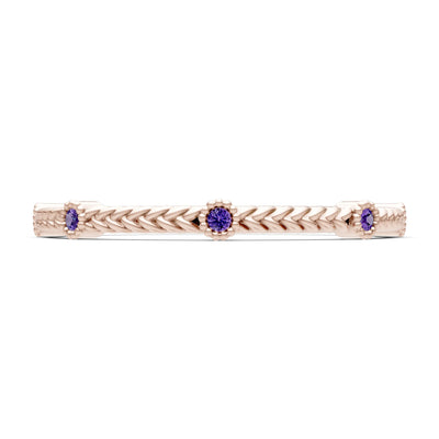 Amethyst Dainty Woven Band Braided Metal with Accents