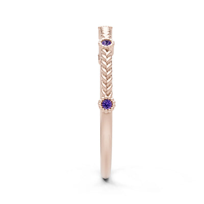 Amethyst Dainty Woven Band Braided Metal with Accents