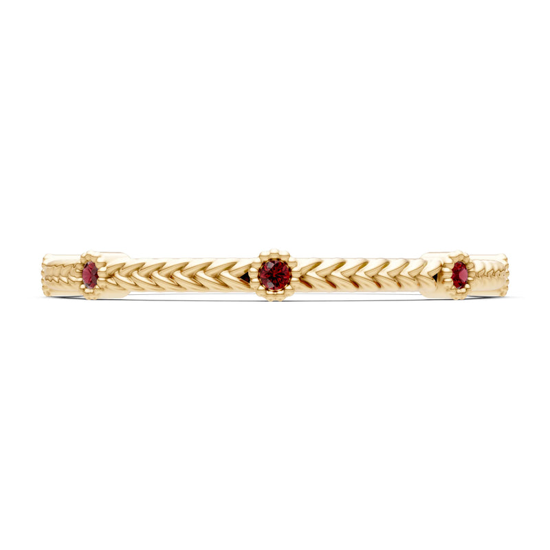 Dainty Woven Band Round Gemstone Braided Metal with Accents